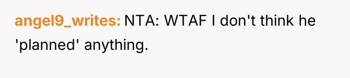 angel9_writes NTA: WTAF I don't think he 'planned' anything.