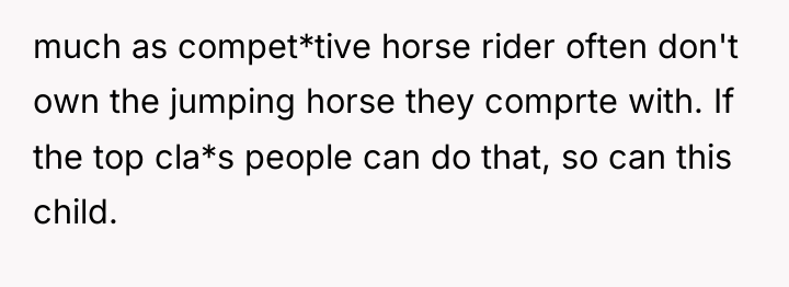 much as compet*tive horse rider often don't own the jumping...