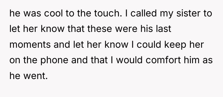 he was cool to the touch. I called my sister...