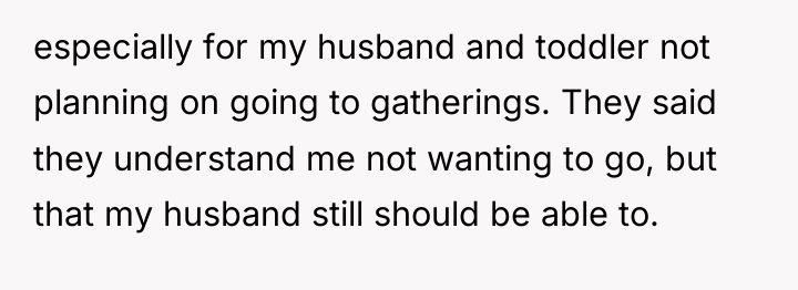especially for my husband and toddler not planning on going...
