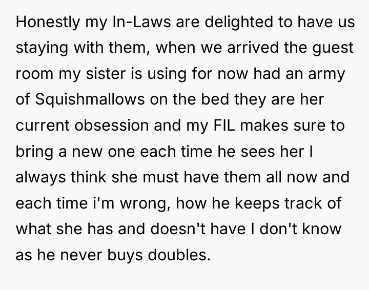 Honestly my In-Laws are delighted to have us staying with...