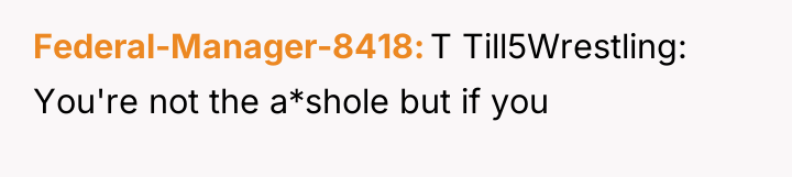 Federal-Manager-8418 T Till5Wrestling: You're not the a*shole but if you