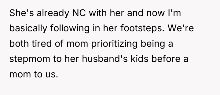She's already NC with her and now I'm basically following...