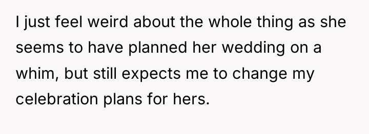 I just feel weird about the whole thing as she...