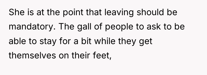 She is at the point that leaving should be mandatory....