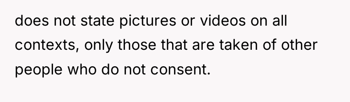 does not state pictures or videos on all contexts, only...
