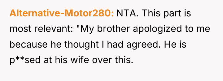 Alternative-Motor280 NTA. This part is most relevant: "My brother apologized...