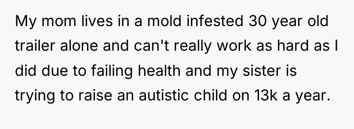 My mom lives in a mold infested 30 year old...