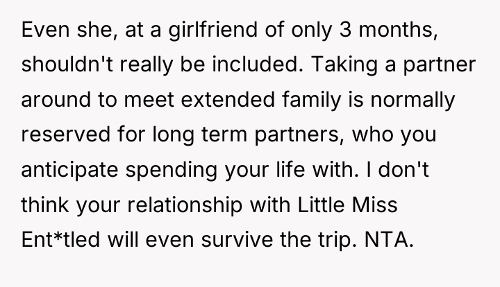 Even she, at a girlfriend of only 3 months, shouldn't...