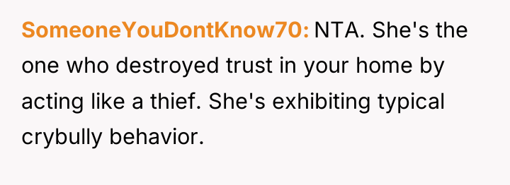 SomeoneYouDontKnow70 NTA. She's the one who destroyed trust in your...
