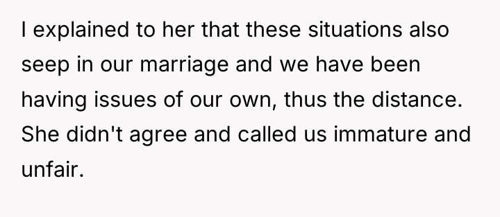I explained to her that these situations also seep in...