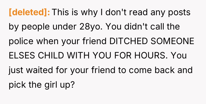 [deleted] This is why I don't read any posts by...
