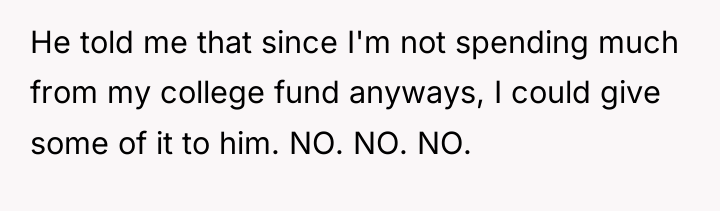 He told me that since I'm not spending much from...