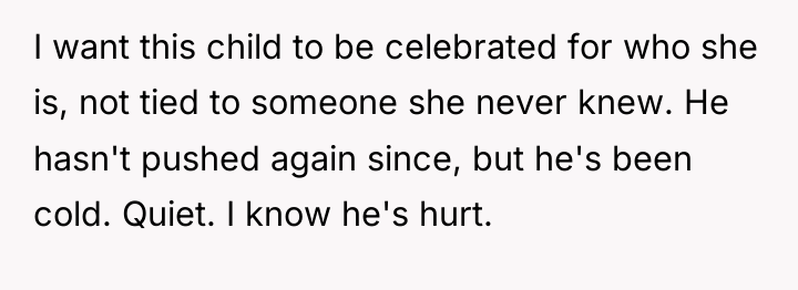 I want this child to be celebrated for who she...