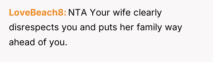 LoveBeach8 NTA Your wife clearly disrespects you and puts her...