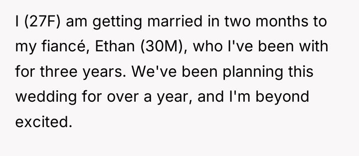 I (27F) am getting married in two months to my...
