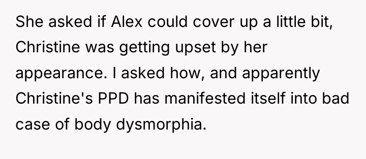 She asked if Alex could cover up a little bit,...
