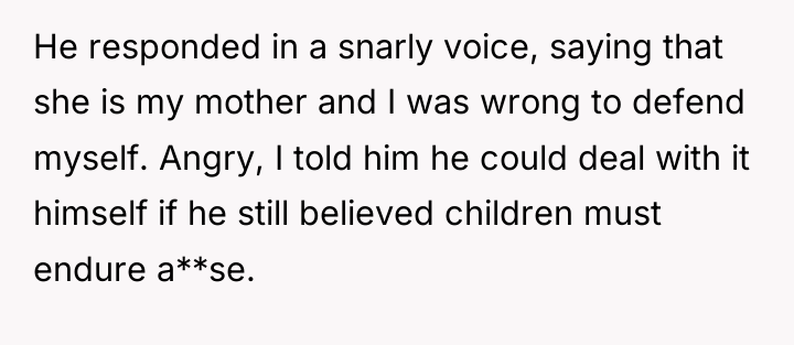 He responded in a snarly voice, saying that she is...