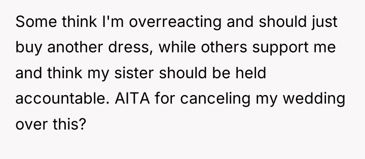 Some think I'm overreacting and should just buy another dress,...