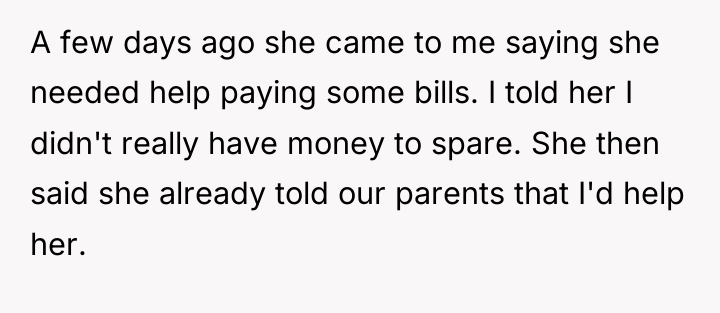 A few days ago she came to me saying she...