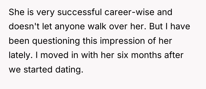 She is very successful career-wise and doesn't let anyone walk...