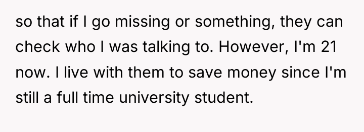 so that if I go missing or something, they can...