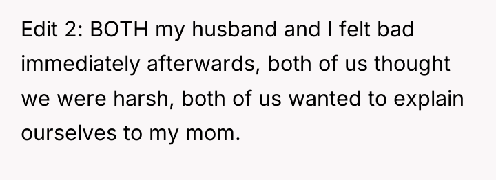 Edit 2: BOTH my husband and I felt bad immediately...