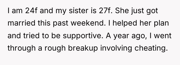 I am 24f and my sister is 27f. She just...