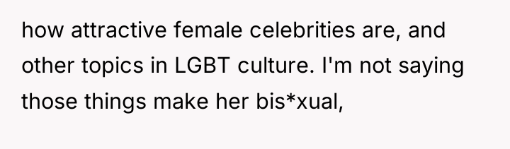 how attractive female celebrities are, and other topics in LGBT...