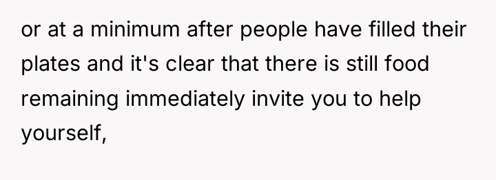 or at a minimum after people have filled their plates...