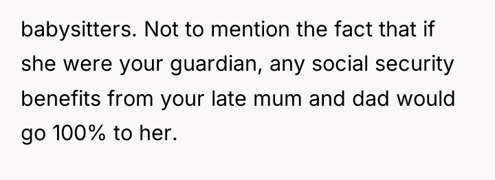 babysitters. Not to mention the fact that if she were...