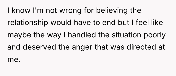 I know I'm not wrong for believing the relationship would...
