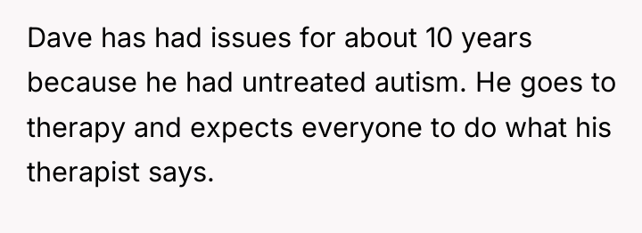 Dave has had issues for about 10 years because he...