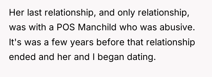 Her last relationship, and only relationship, was with a POS...