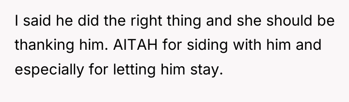 I said he did the right thing and she should...