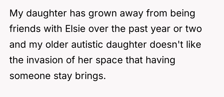 My daughter has grown away from being friends with Elsie...