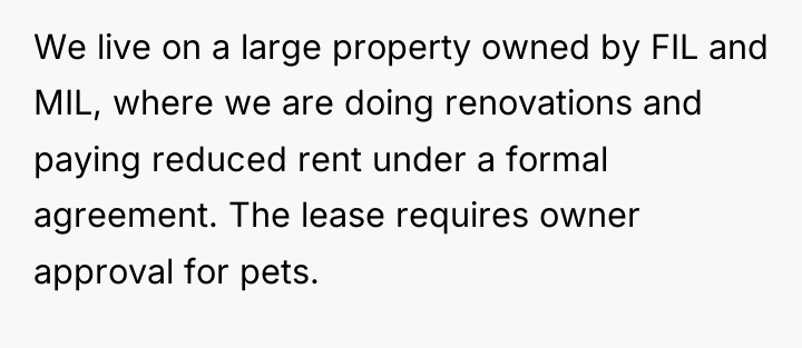 We live on a large property owned by FIL and...