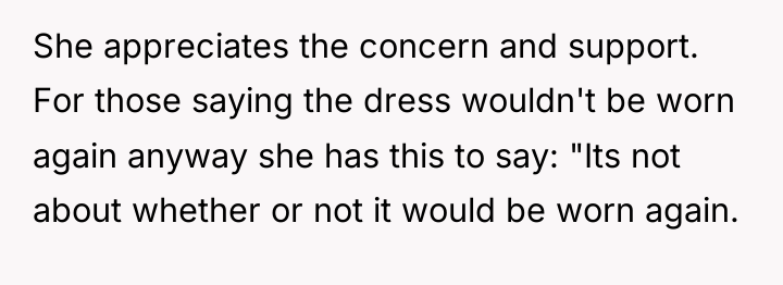 She appreciates the concern and support. For those saying the...