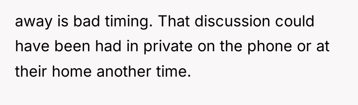away is bad timing. That discussion could have been had...