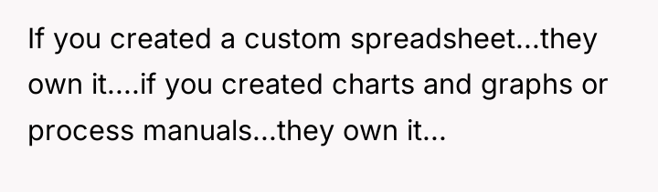 If you created a custom spreadsheet...they own it....if you created...