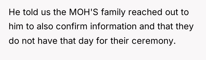 He told us the MOH'S family reached out to him...