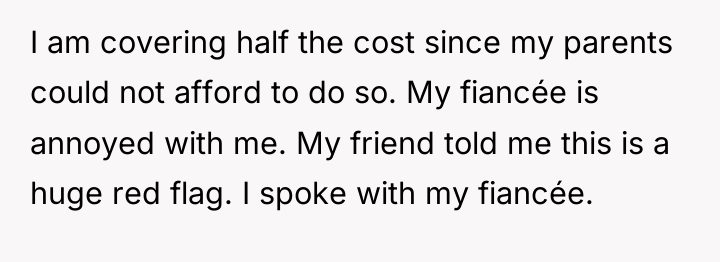 I am covering half the cost since my parents could...