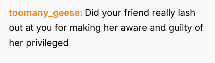 toomany_geese Did your friend really lash out at you for...