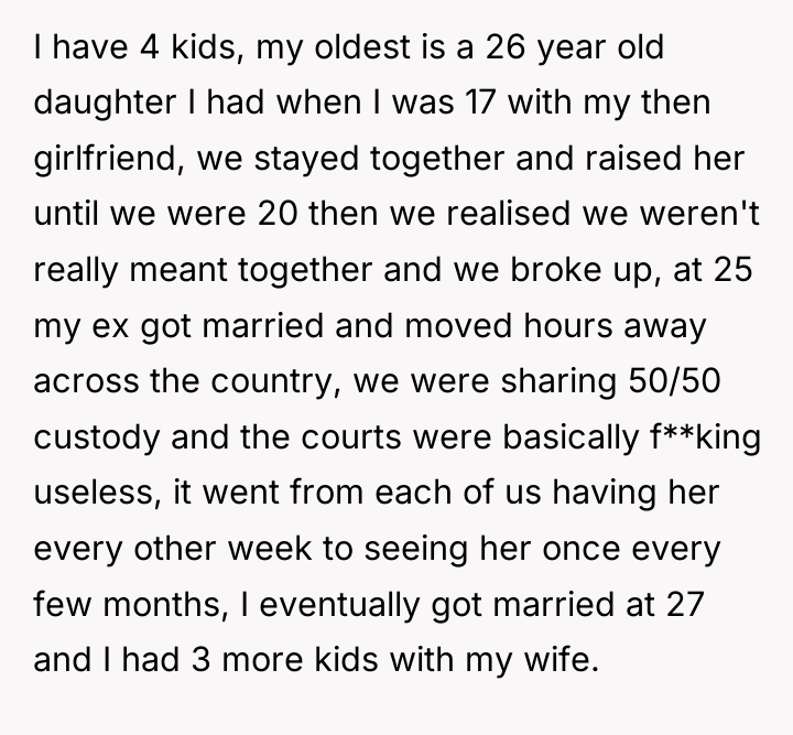 I have 4 kids, my oldest is a 26 year...
