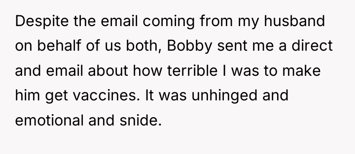 Despite the email coming from my husband on behalf of...