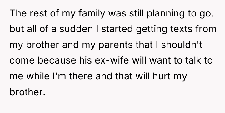 The rest of my family was still planning to go,...