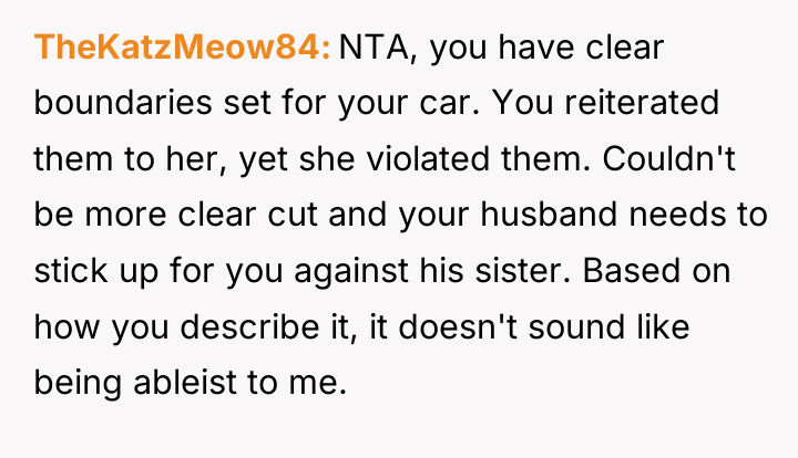 TheKatzMeow84 NTA, you have clear boundaries set for your car....