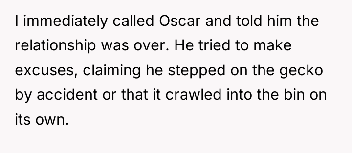 I immediately called Oscar and told him the relationship was...
