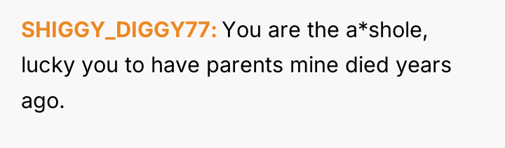SHIGGY_DIGGY77 You are the a*shole, lucky you to have parents...