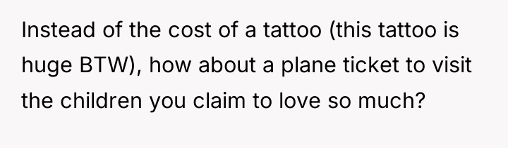 Instead of the cost of a tattoo (this tattoo is...